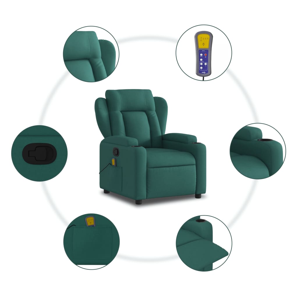 Fauteuil de massage tissu vert foncé