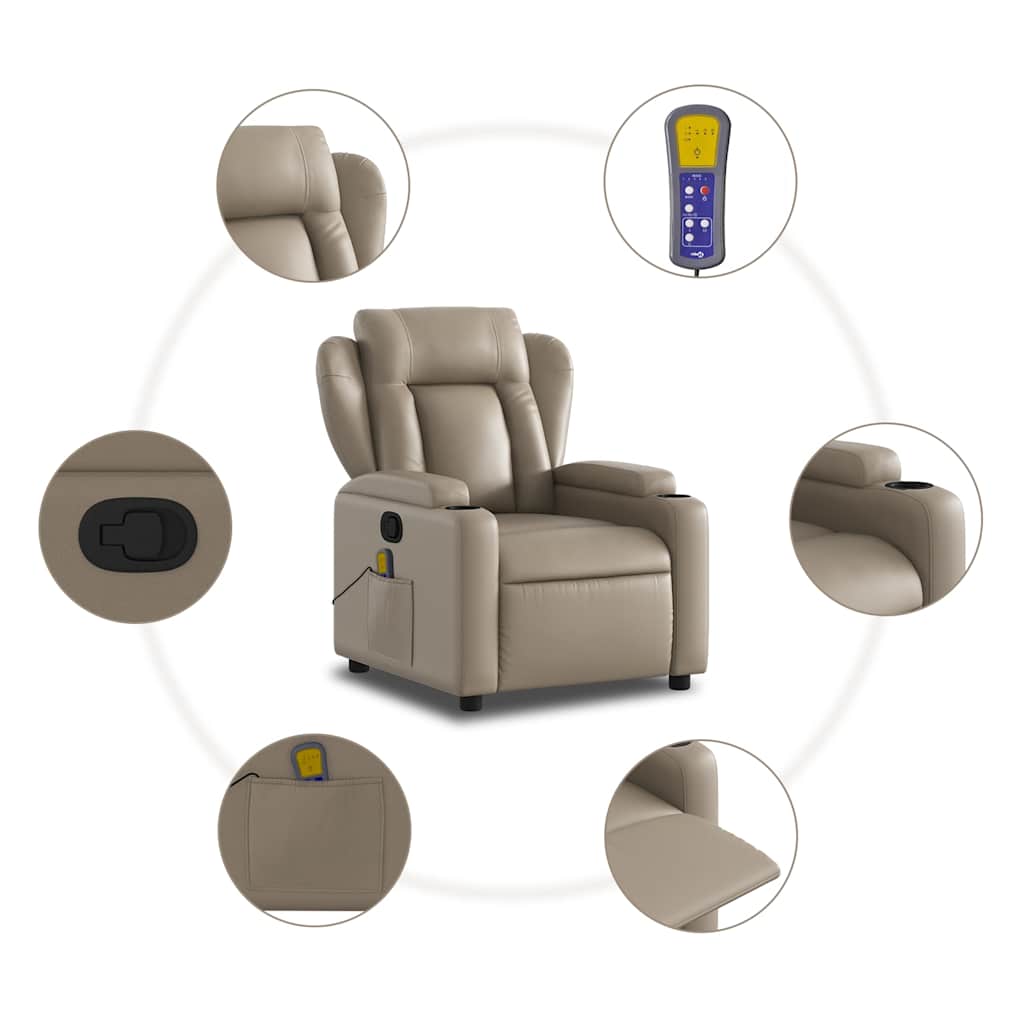 Fauteuil de massage simili cuir marron cappuccino