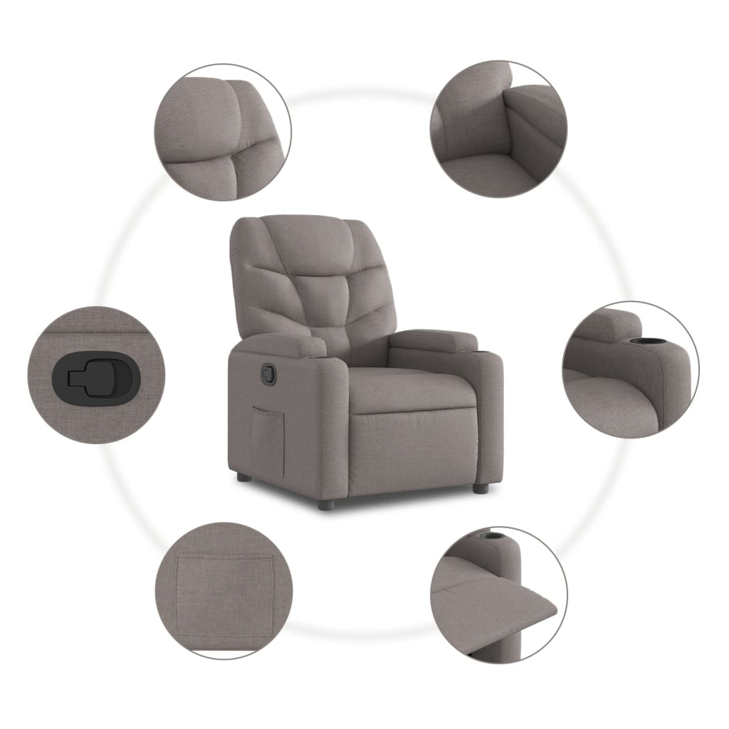 Fauteuil relax tissu taupe