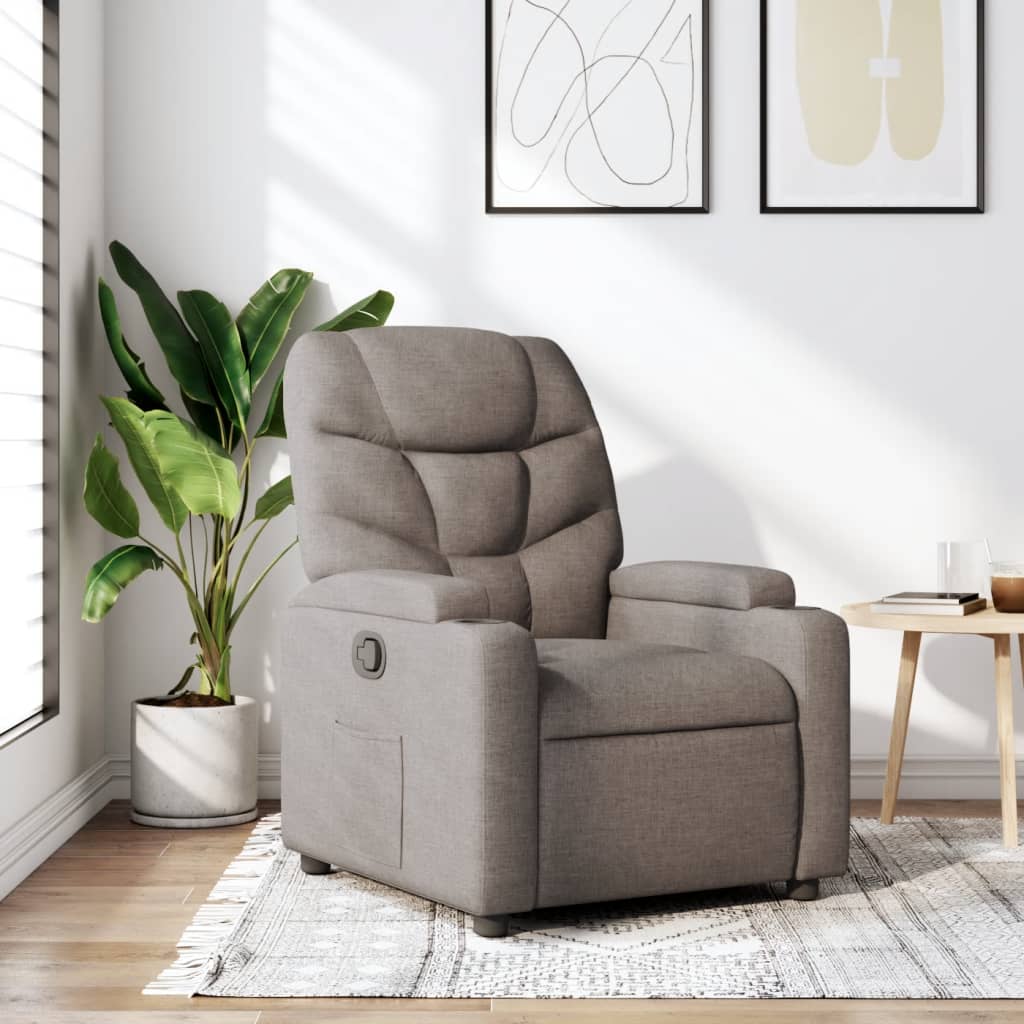 Fauteuil relax tissu taupe