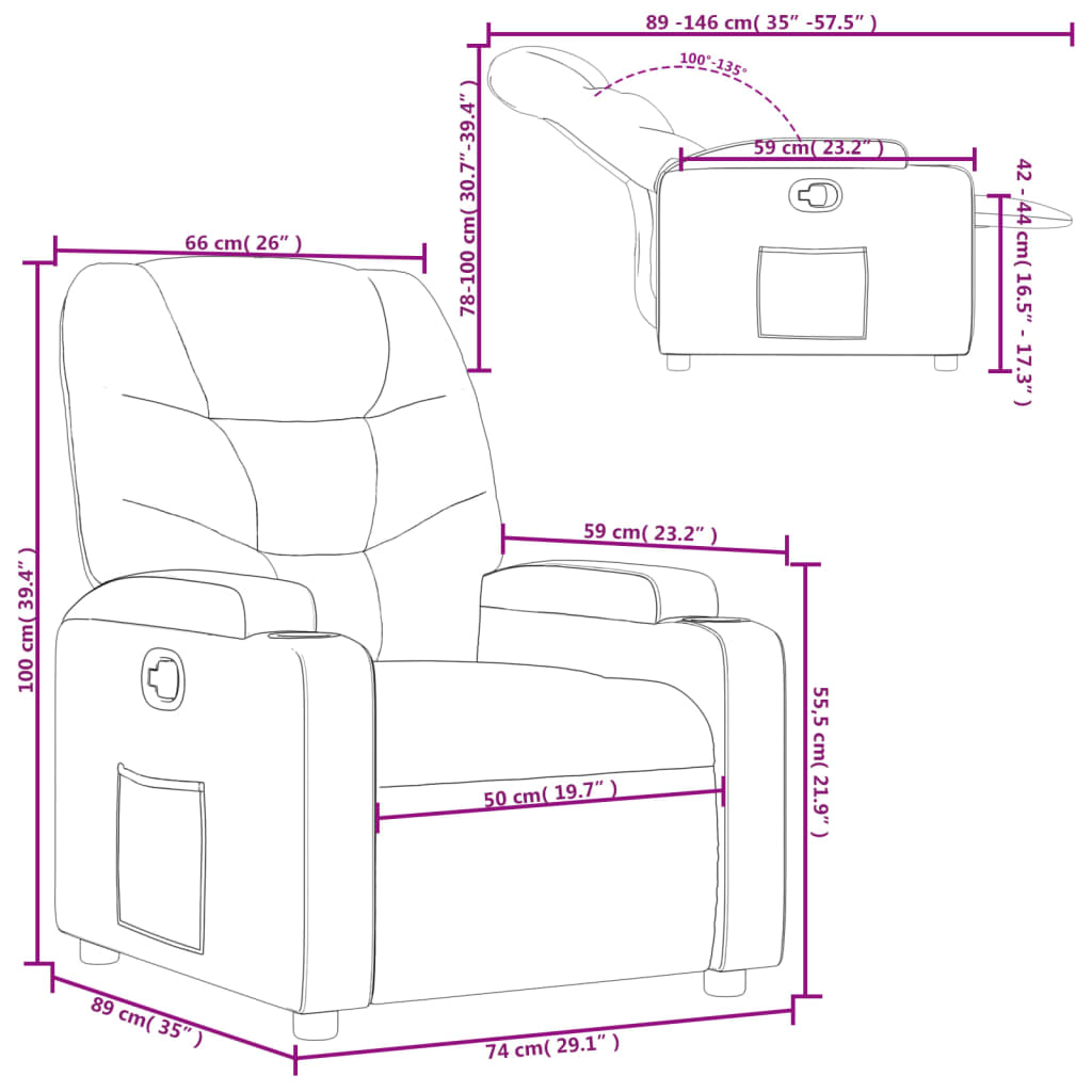 Fauteuil de relaxation simili cuir noir