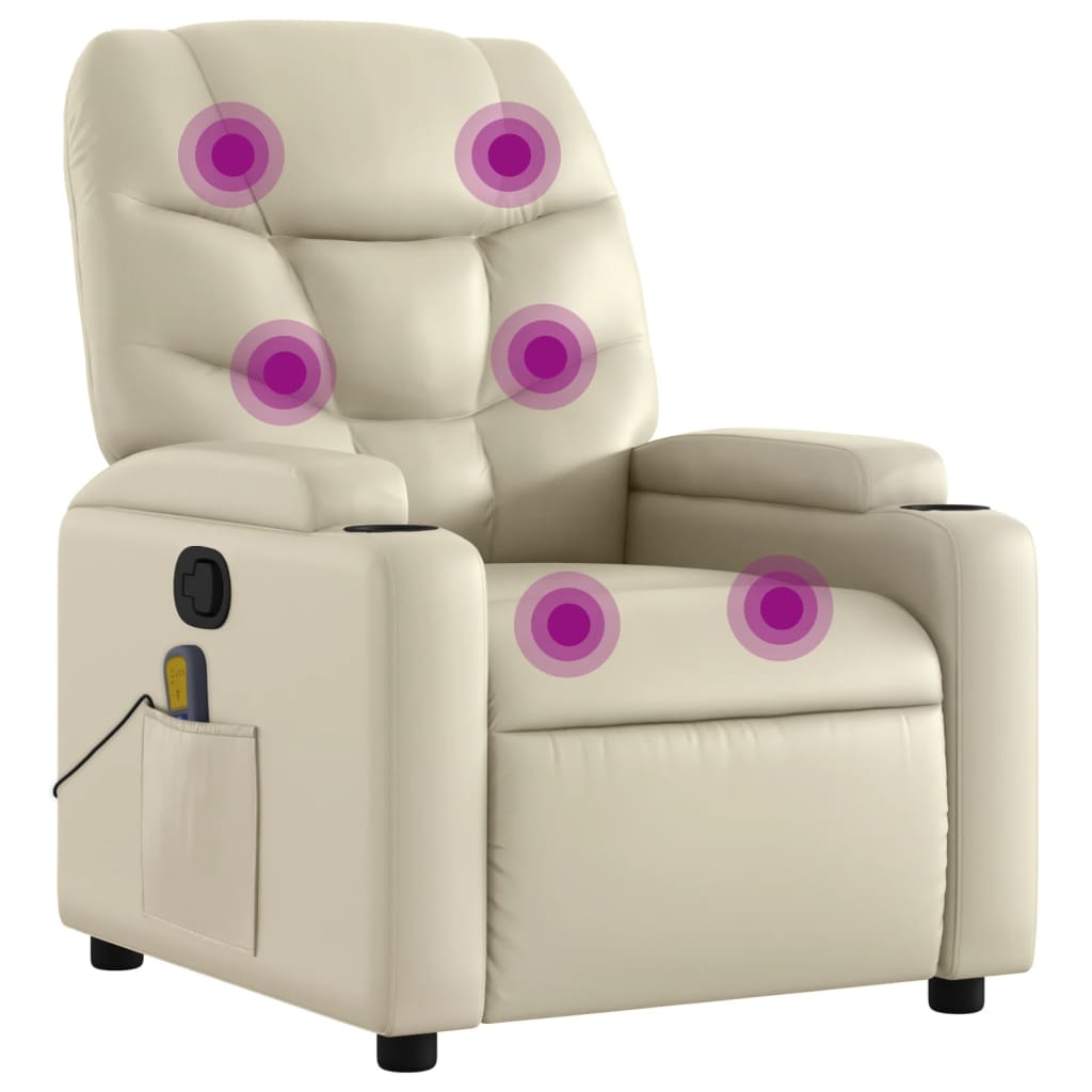 Fauteuil de massage simili cuir crème