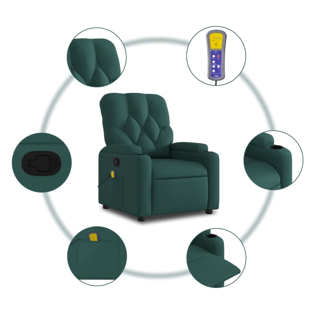 Fauteuil de massage tissu vert foncé