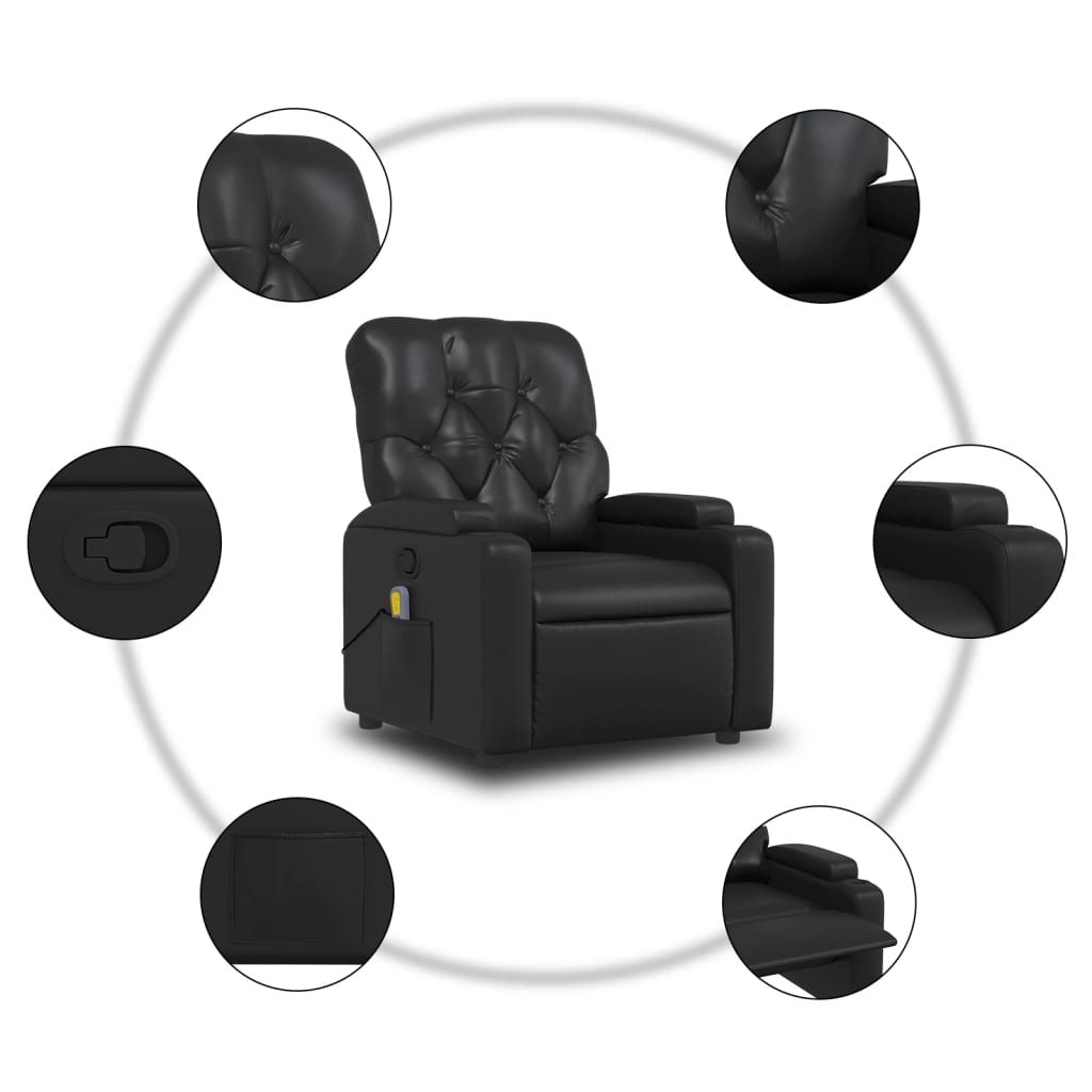 Fauteuil de relaxation simili cuir noir