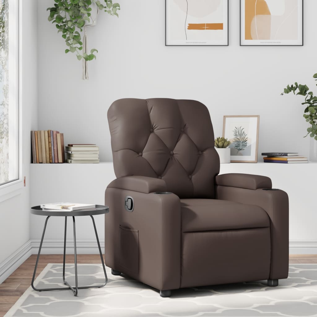 Fauteuil de relaxation simili cuir marron
