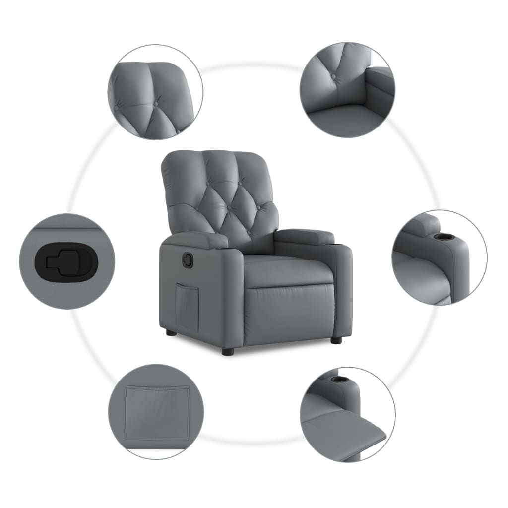 Fauteuil de relaxation simili cuir gris