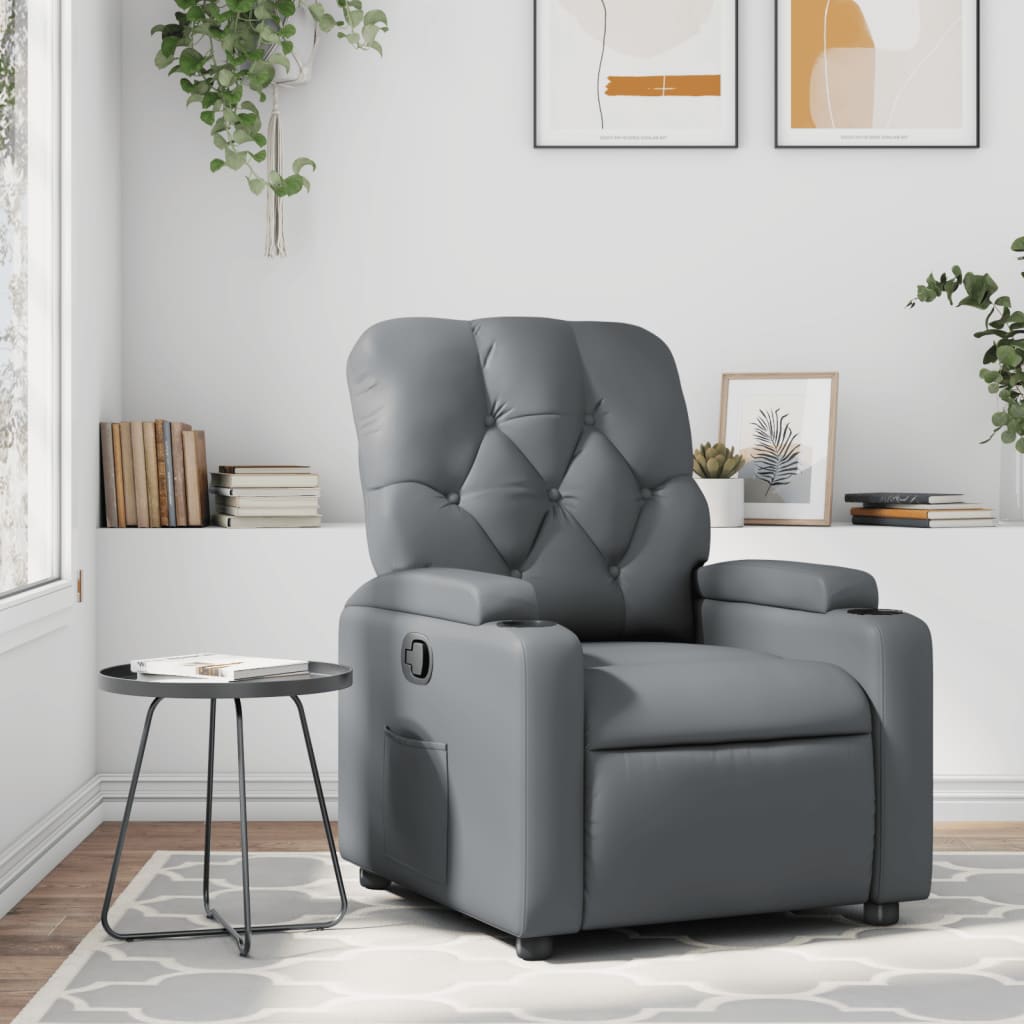 Fauteuil de relaxation simili cuir gris