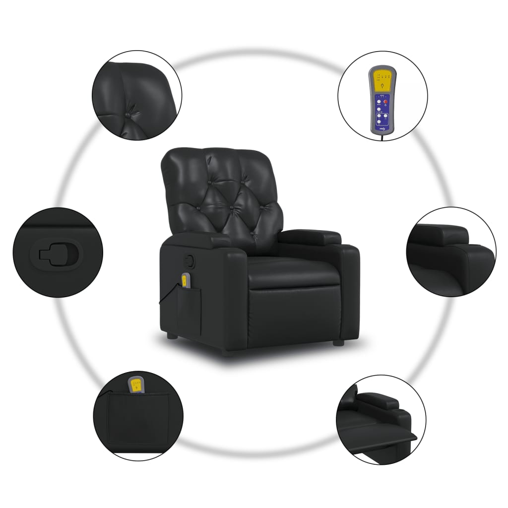 Massage Chair Black Faux Leather