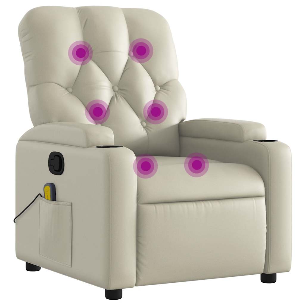 Fauteuil de massage simili cuir crème