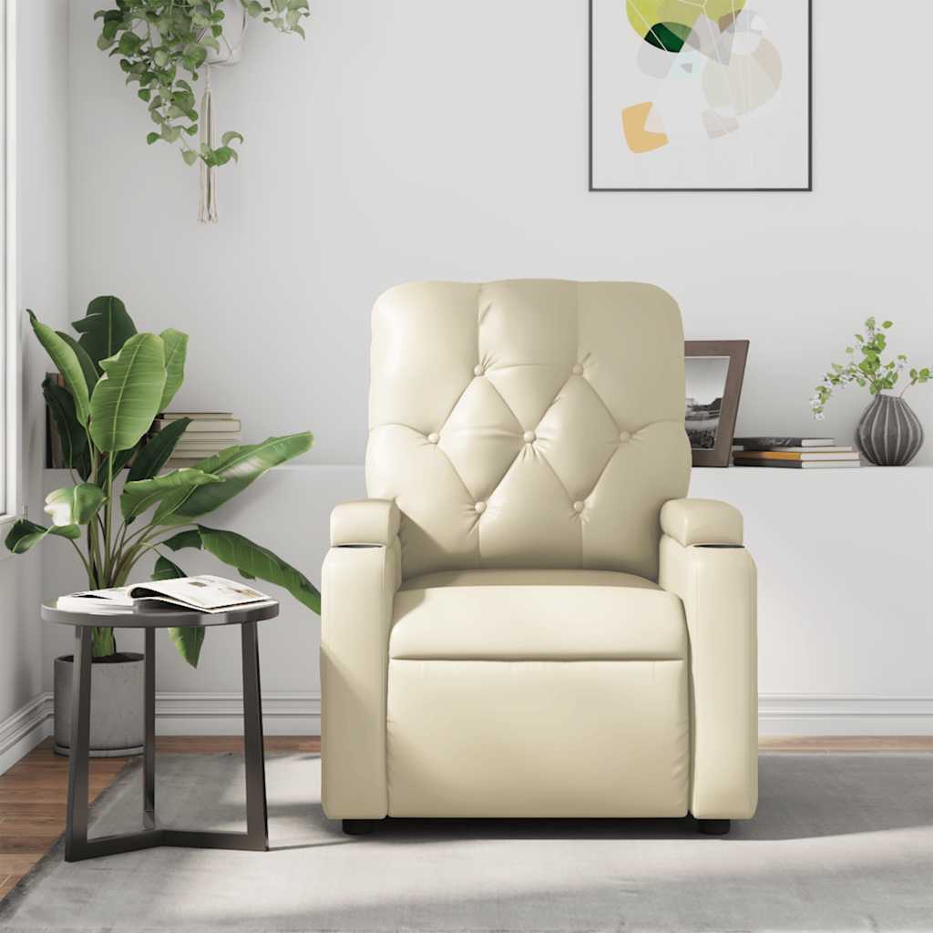Fauteuil de massage simili cuir crème