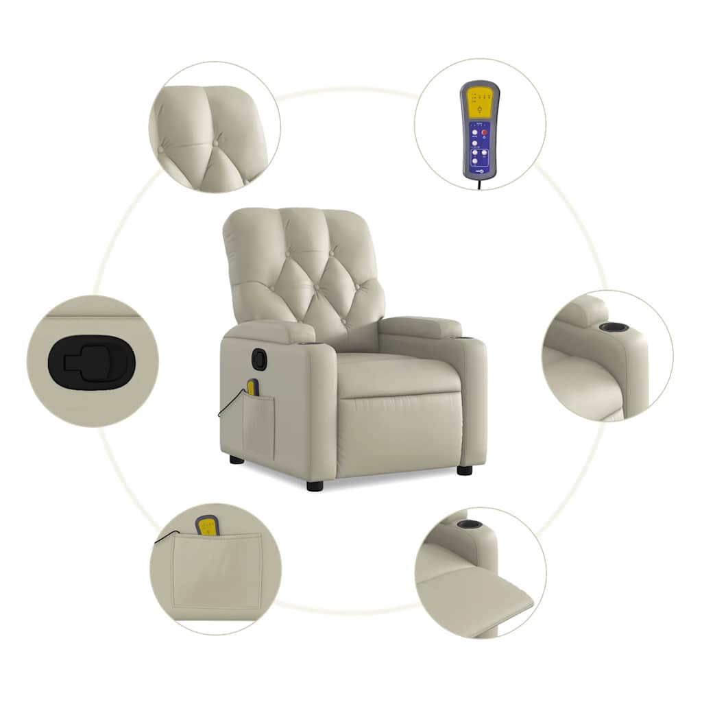 Fauteuil de massage simili cuir crème