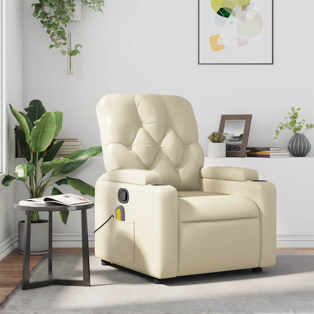 Fauteuil de massage simili cuir crème
