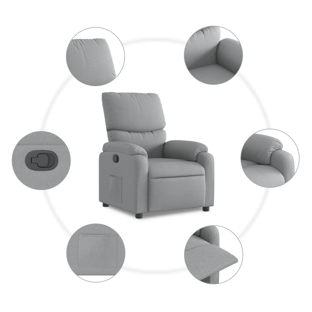 Fauteuil de relaxation tissu gris clair