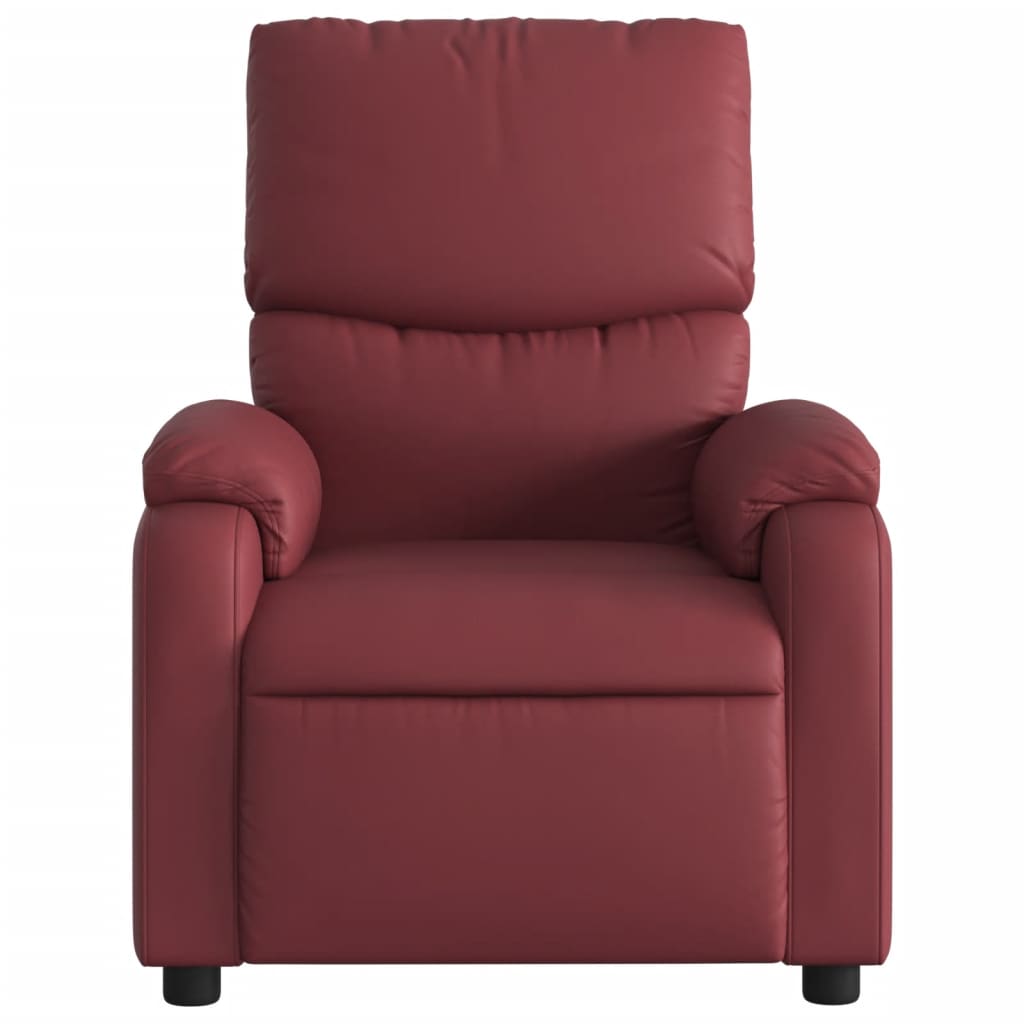Fauteuil de relaxation simili cuir rouge vin