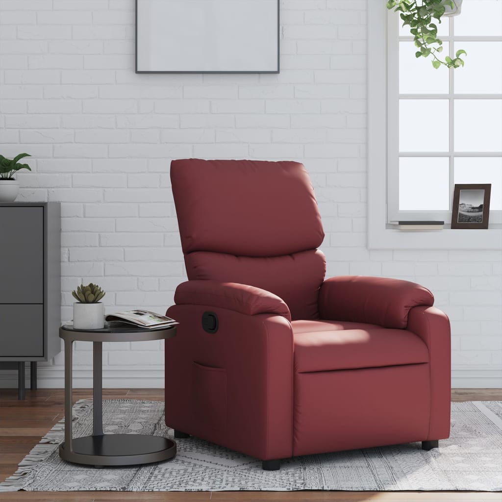 Fauteuil de relaxation simili cuir rouge vin