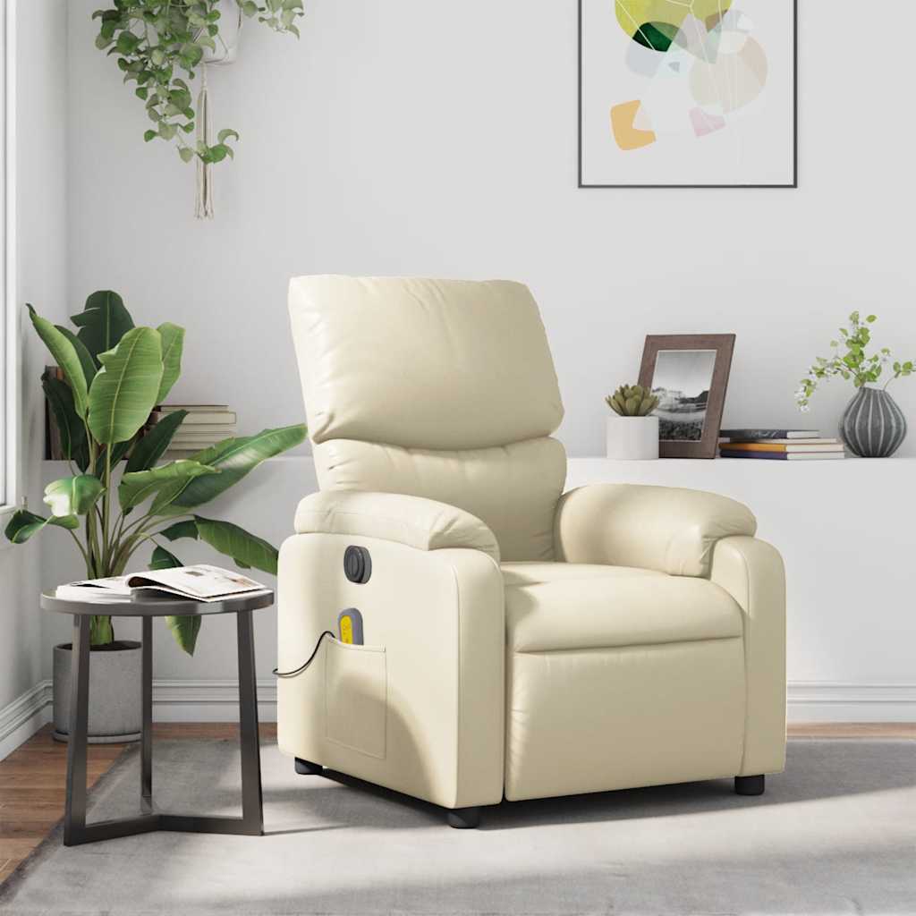Fauteuil de massage simili cuir crème