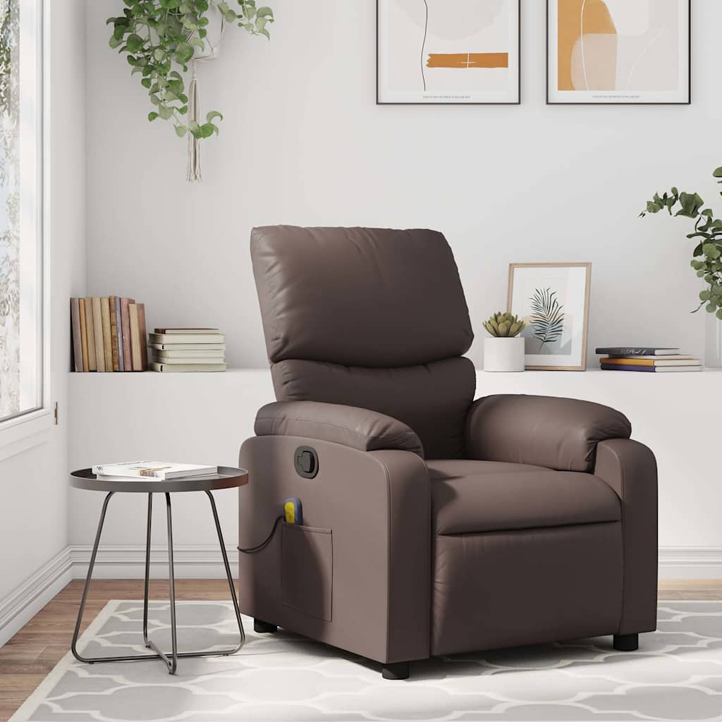 Fauteuil de massage simili cuir marron