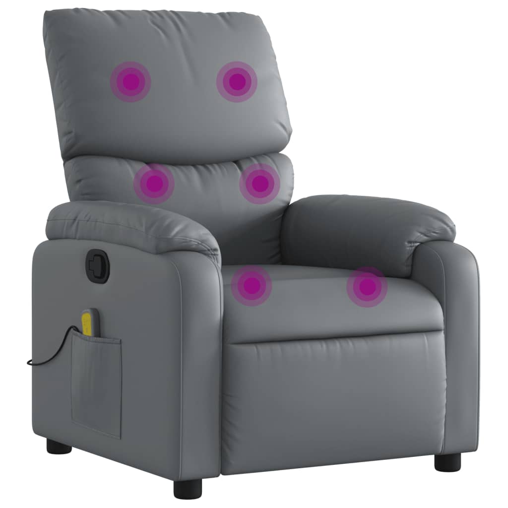 Fauteuil de massage simili cuir gris