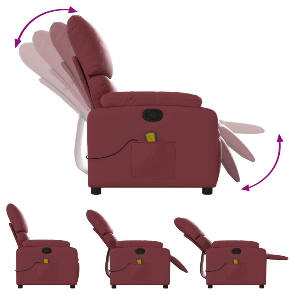 Fauteuil de massage simili cuir rouge vin