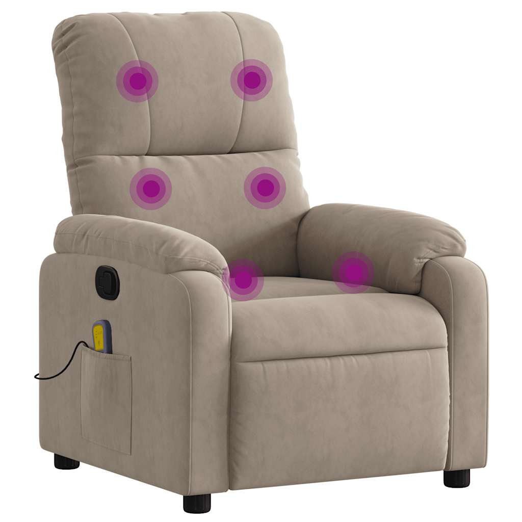 Fauteuil de massage tissu microfibre taupe