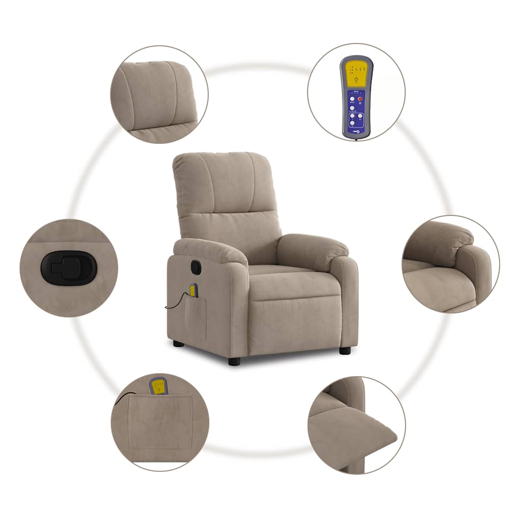 Fauteuil de massage tissu microfibre taupe