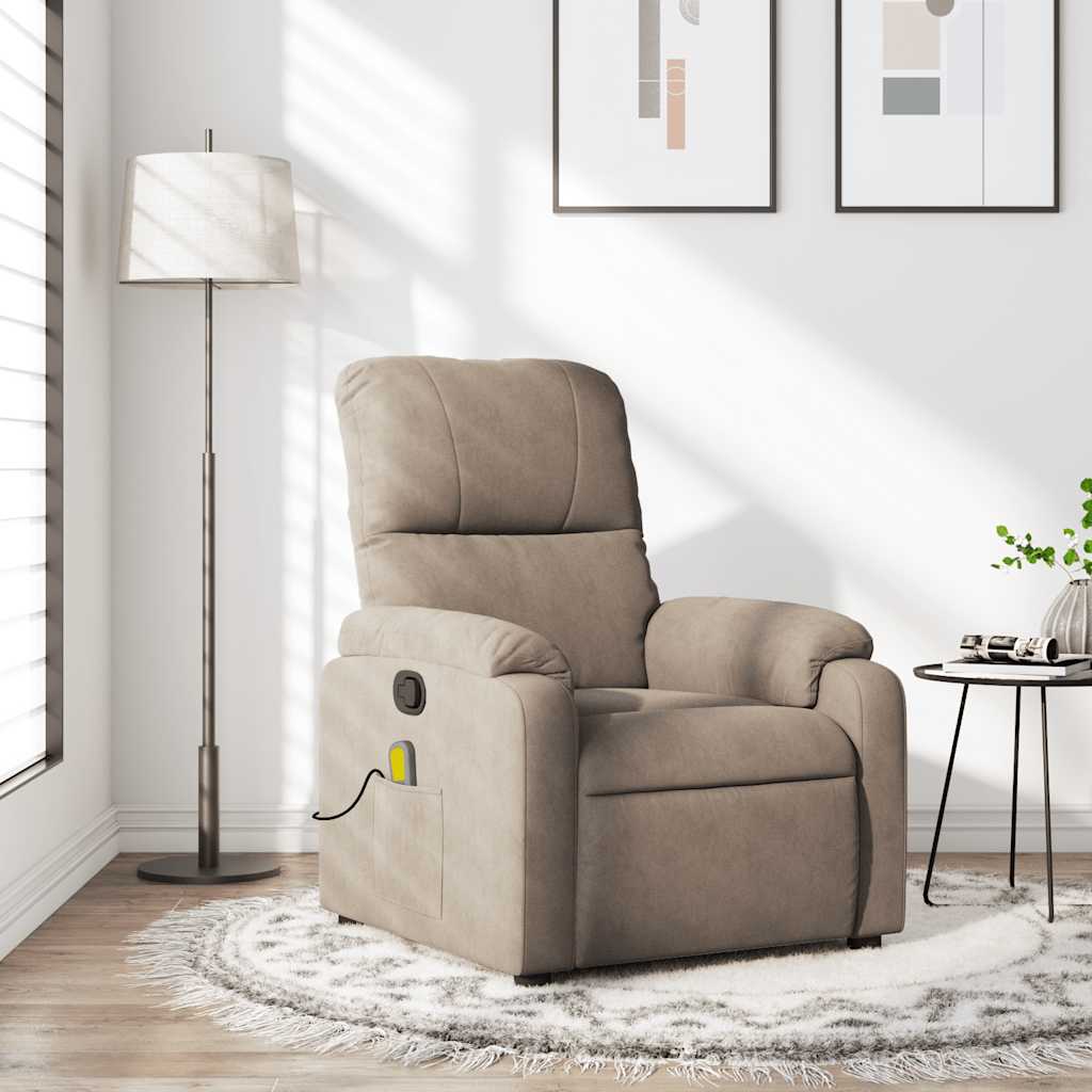 Fauteuil de massage tissu microfibre taupe