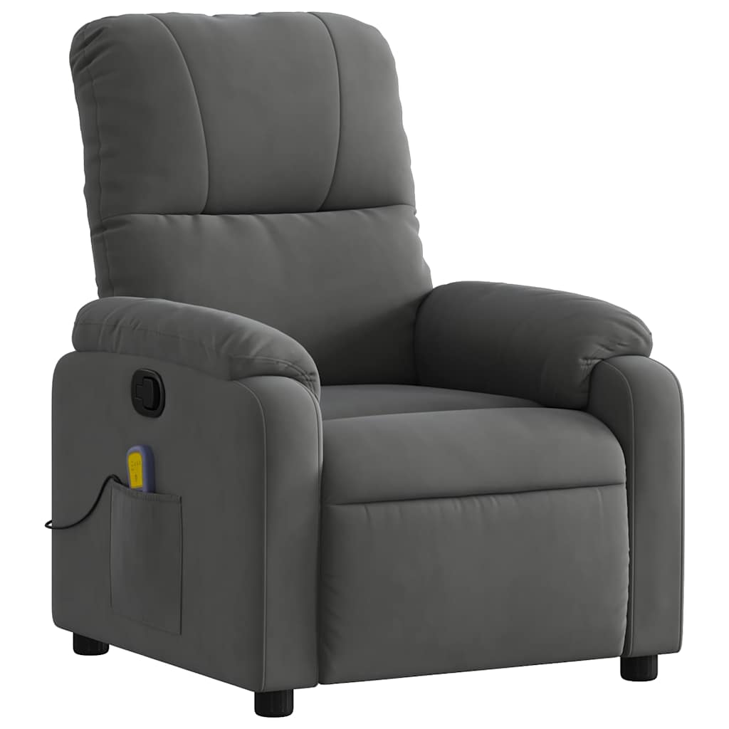 Fauteuil de massage tissu microfibre gris foncé