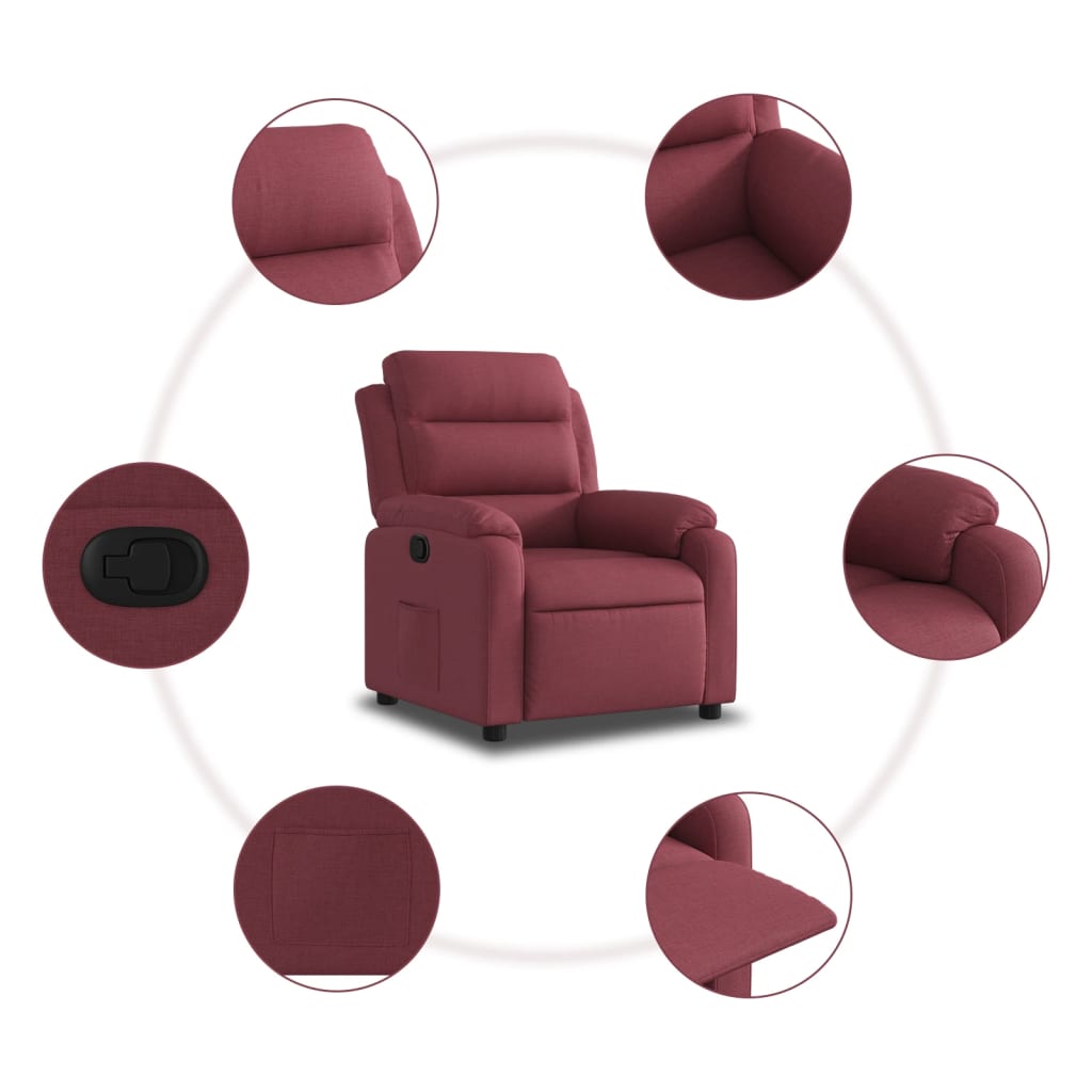 Fauteuil de relaxation tissu rouge vin