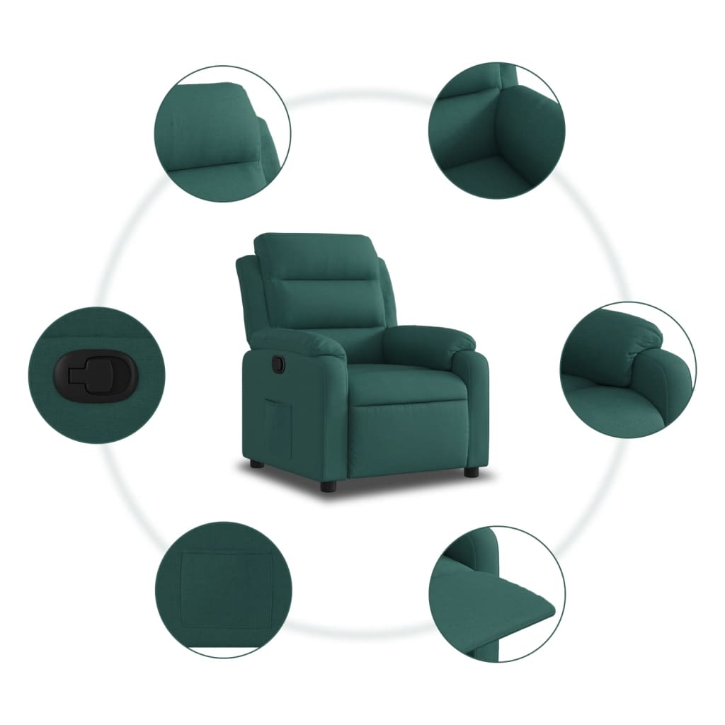 Fauteuil de relaxation tissu vert foncé
