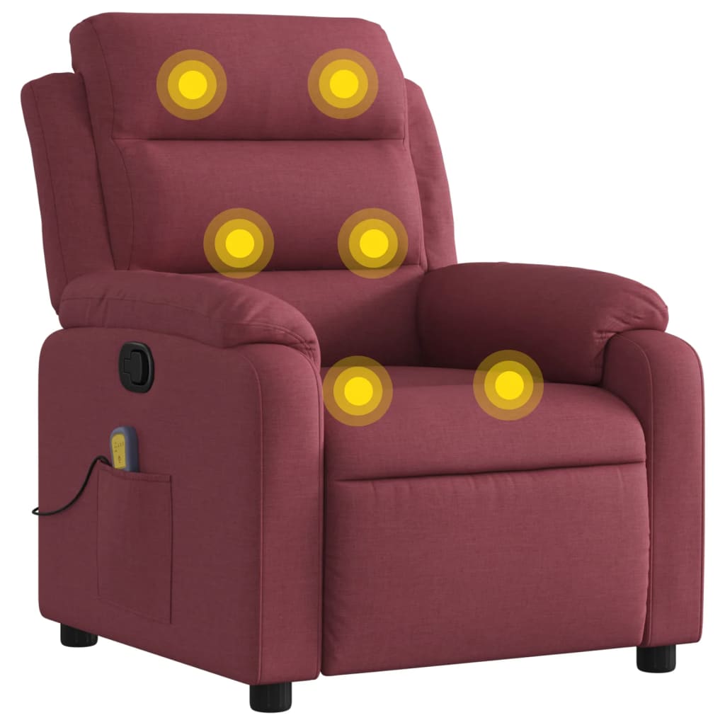 Fauteuil de massage tissu rouge vin
