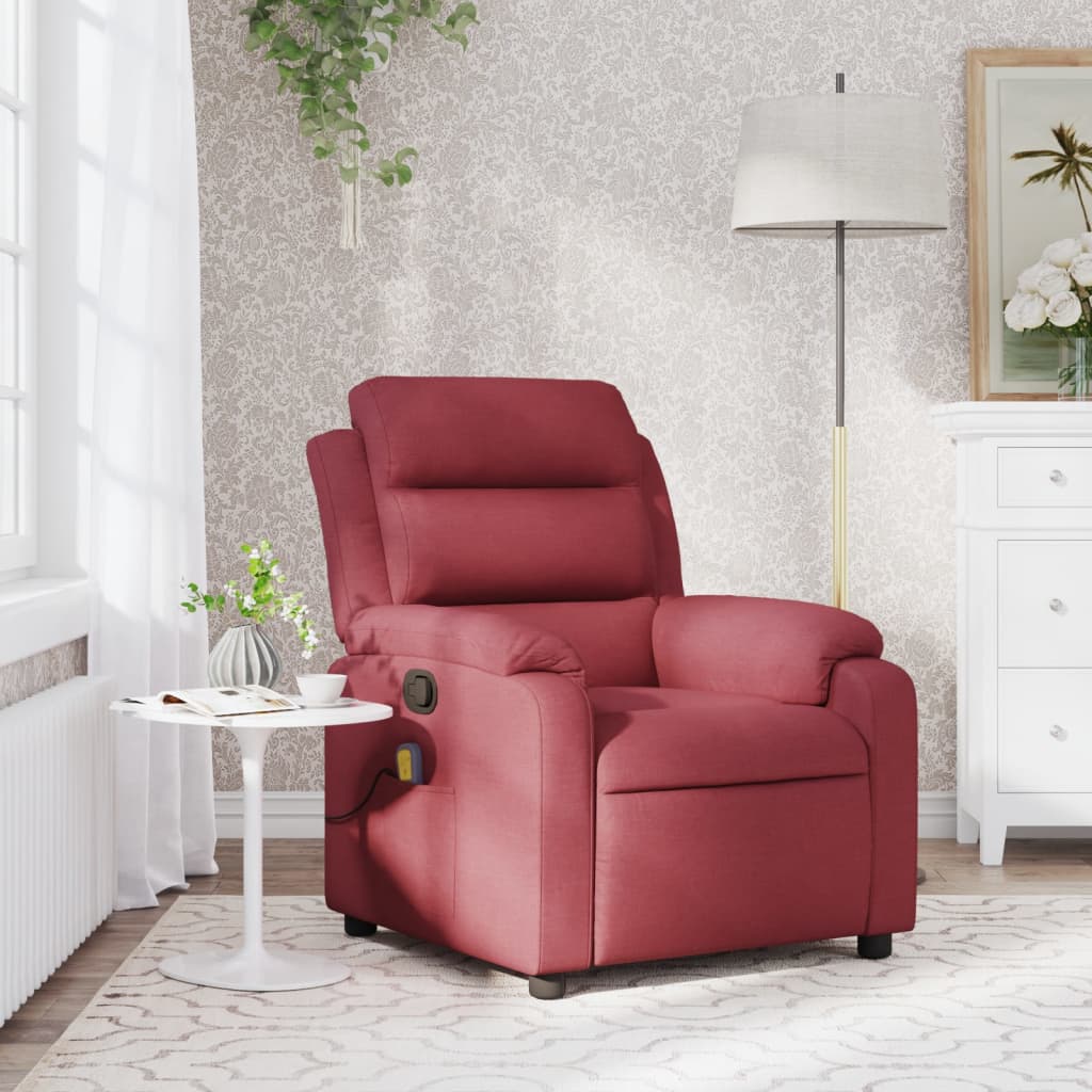 Fauteuil de massage tissu rouge vin