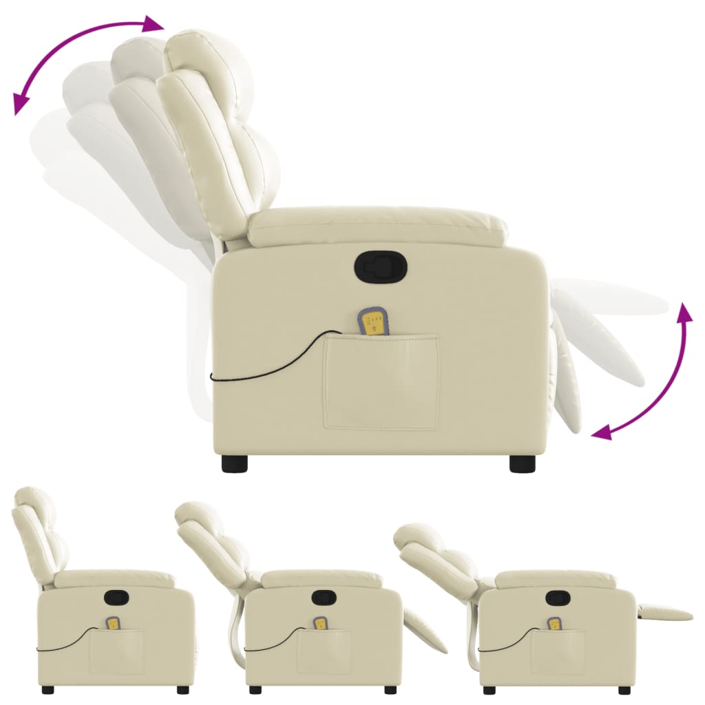 Fauteuil de massage simili cuir crème