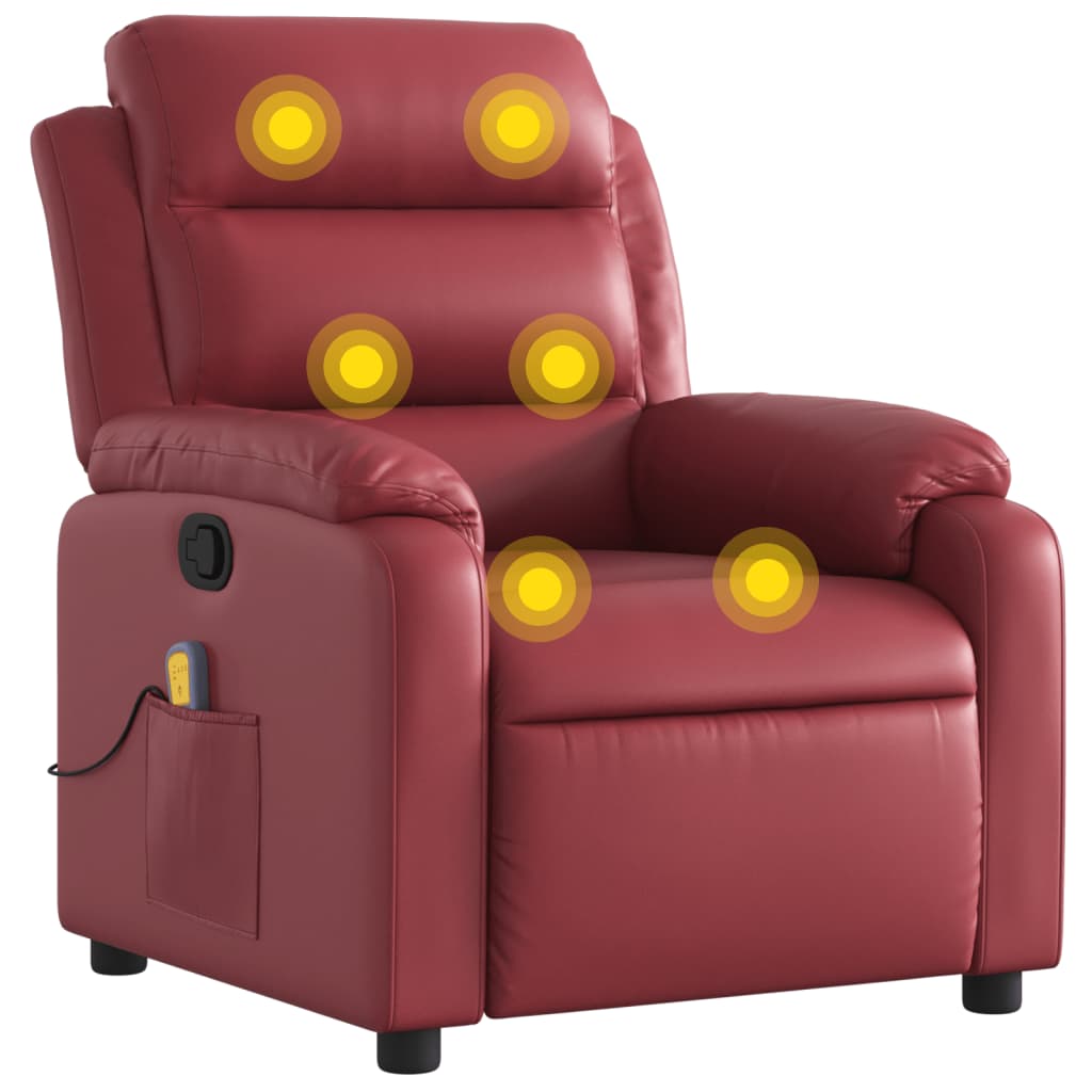 Fauteuil de massage simili cuir rouge vin