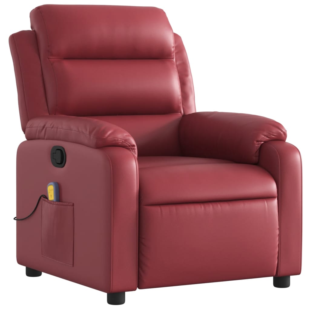 Fauteuil de massage simili cuir rouge vin