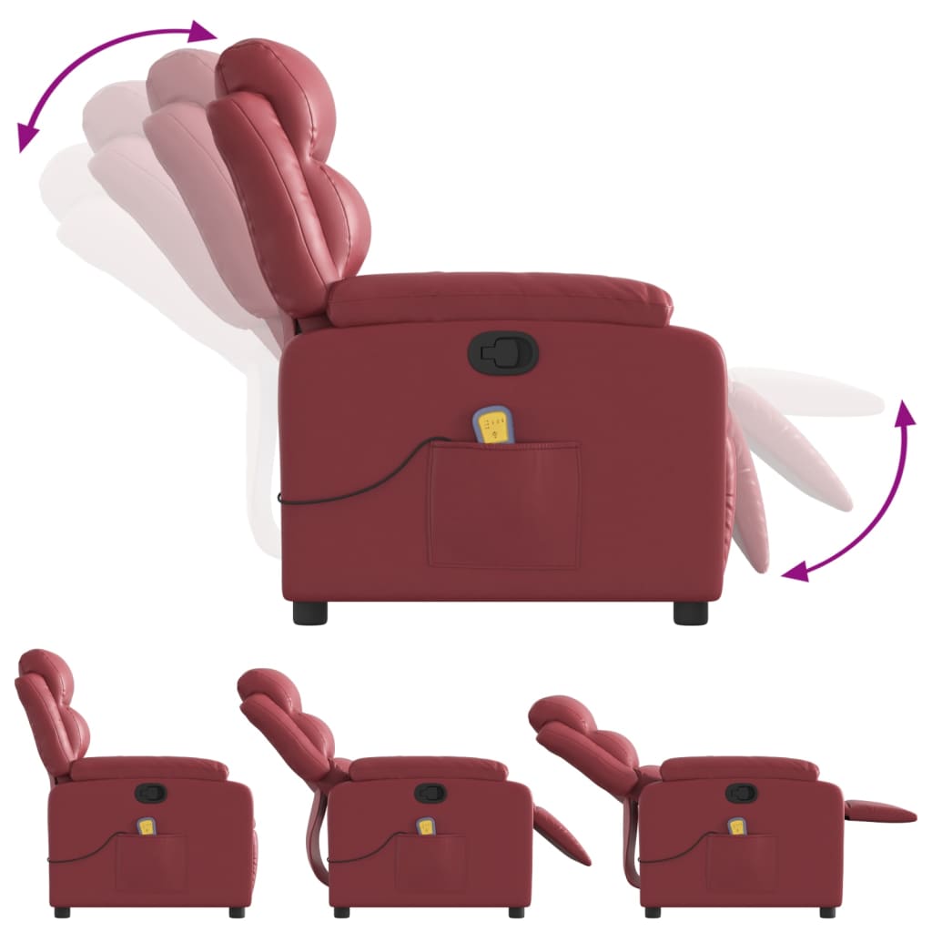 Fauteuil de massage simili cuir rouge vin