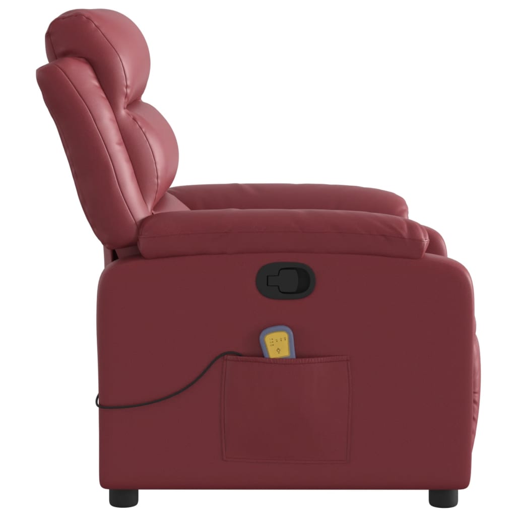 Fauteuil de massage simili cuir rouge vin