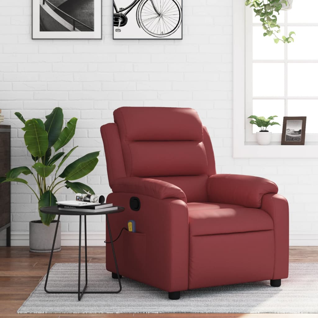 Fauteuil de massage simili cuir rouge vin