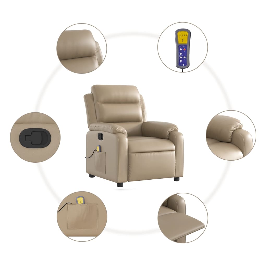 Fauteuil de massage simili cuir marron cappuccino