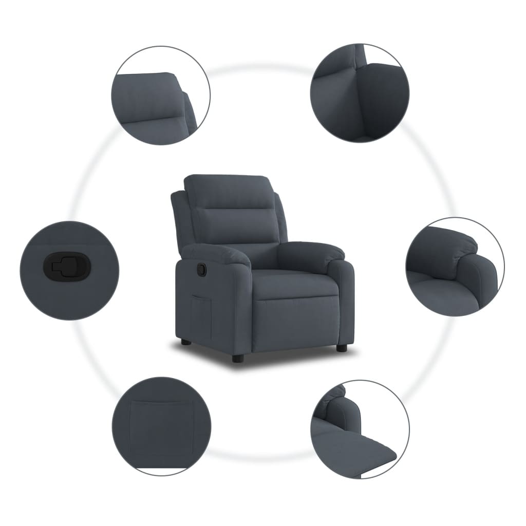 Fauteuil relax en velours gris foncé