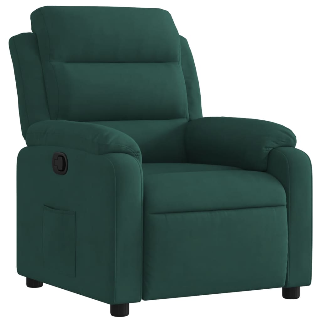 Fauteuil relax en velours vert foncé