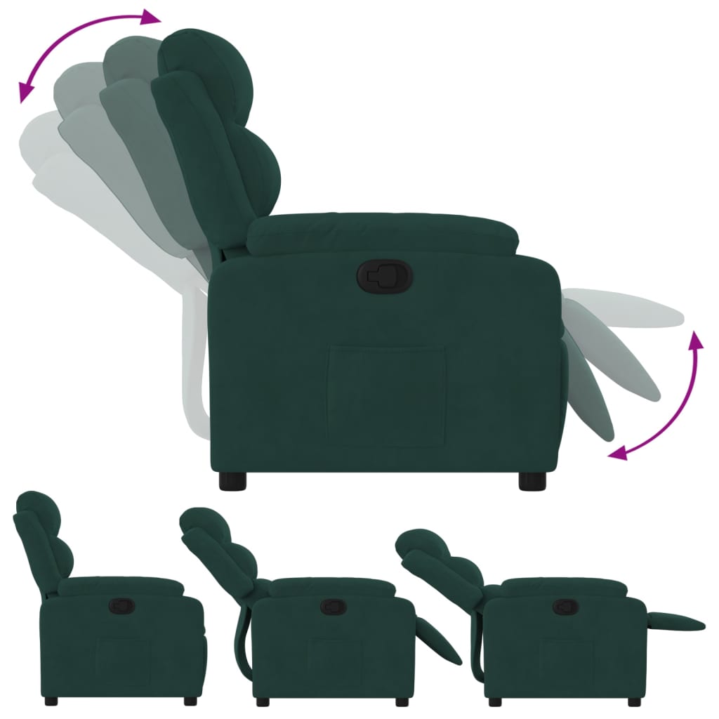 Fauteuil relax en velours vert foncé