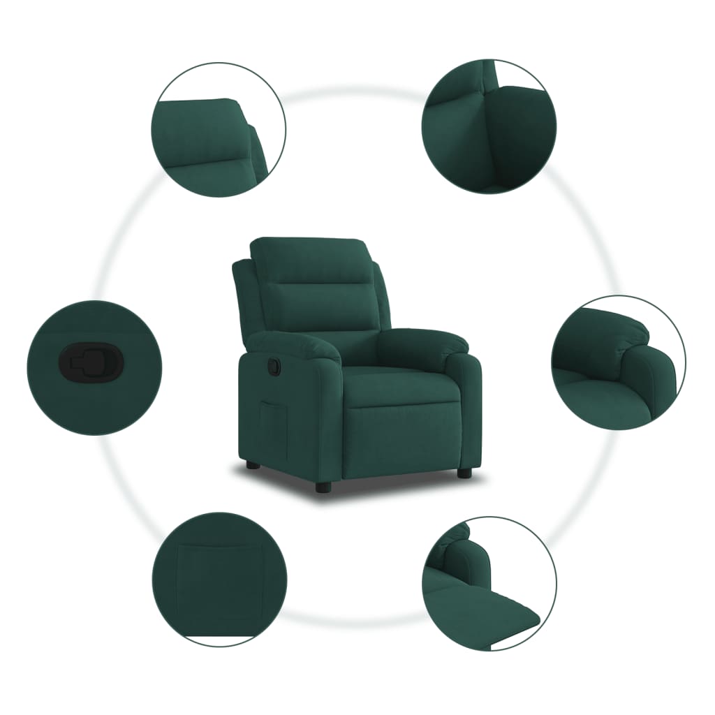 Fauteuil relax en velours vert foncé