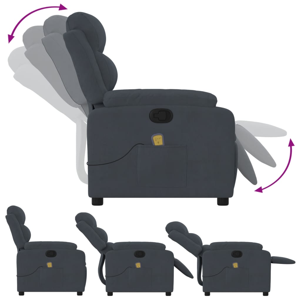 Massage chair dark grey velvet
