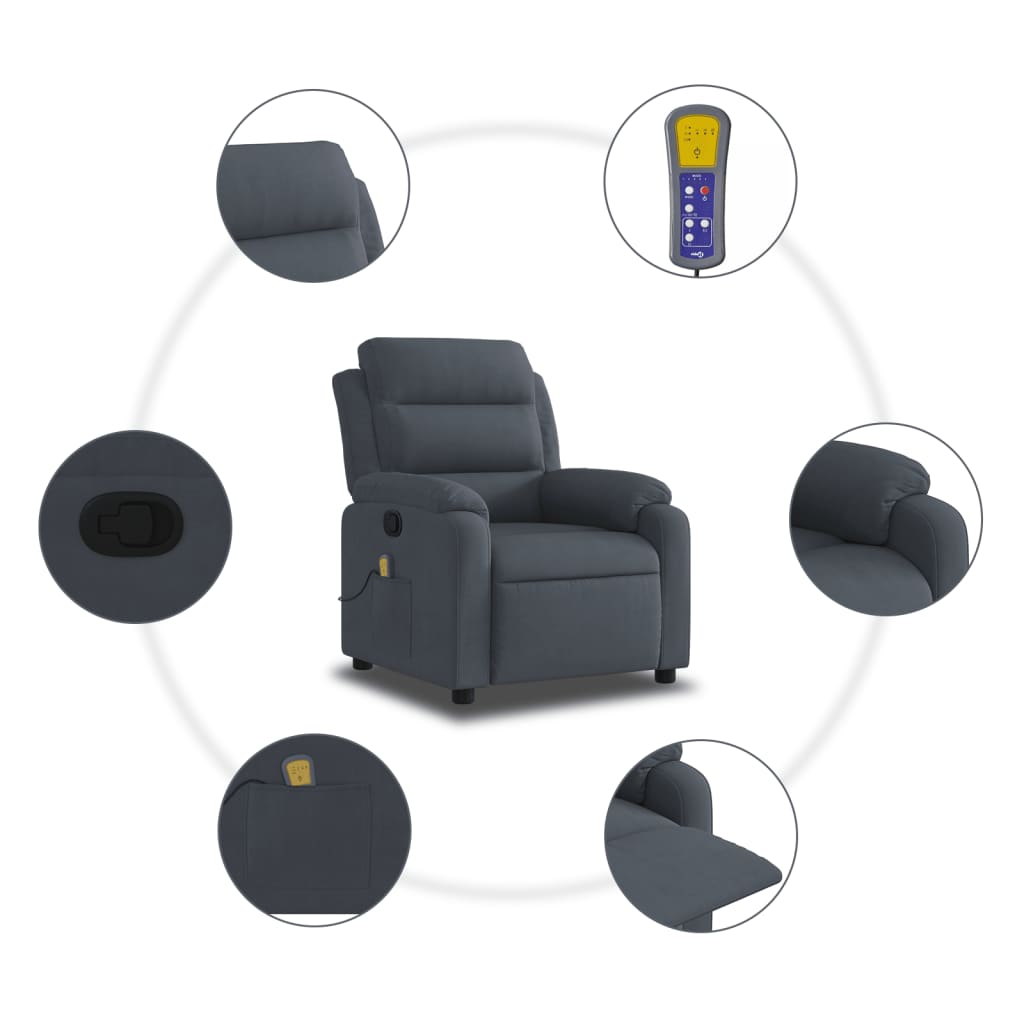 Massage chair dark grey velvet
