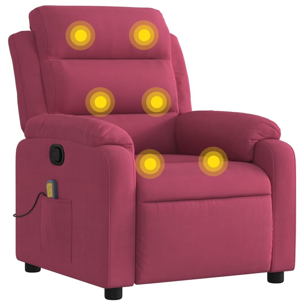 Fauteuil de massage velours rouge vin