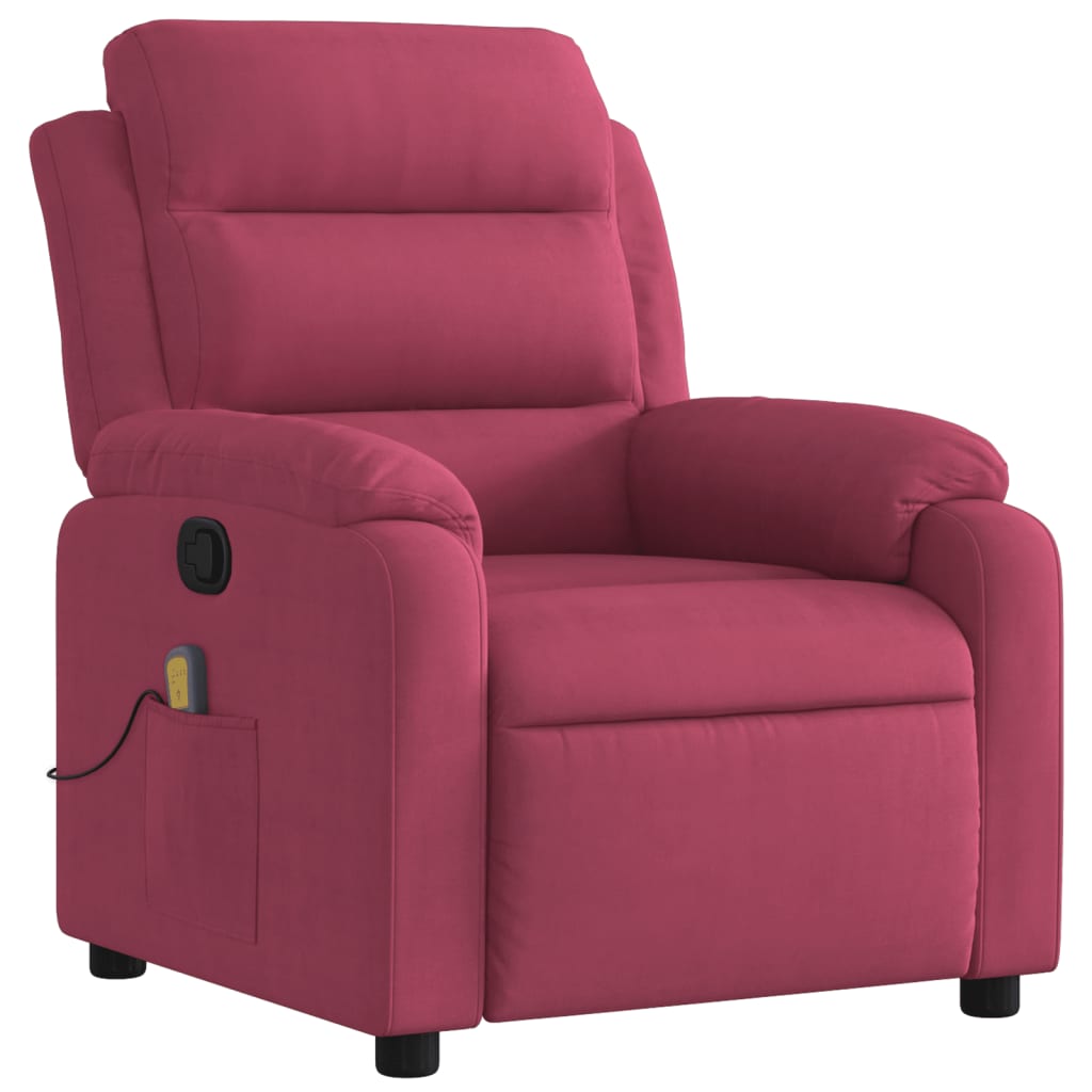 Fauteuil de massage velours rouge vin