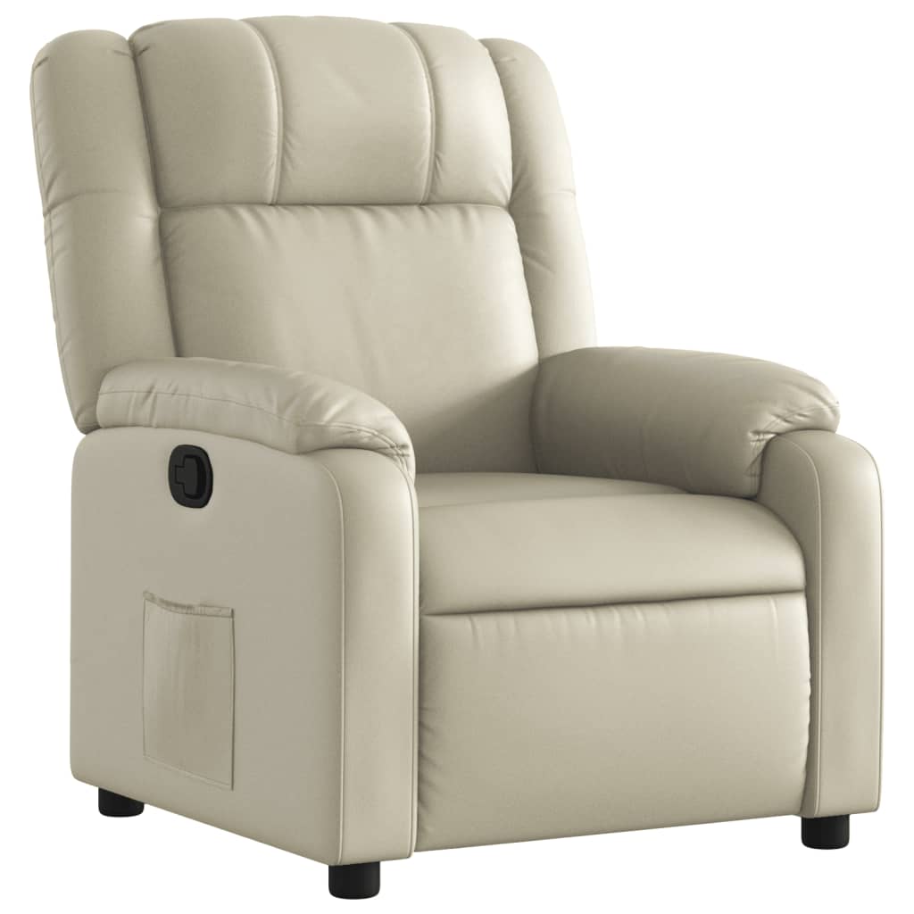 Fauteuil de relaxation simili cuir crème