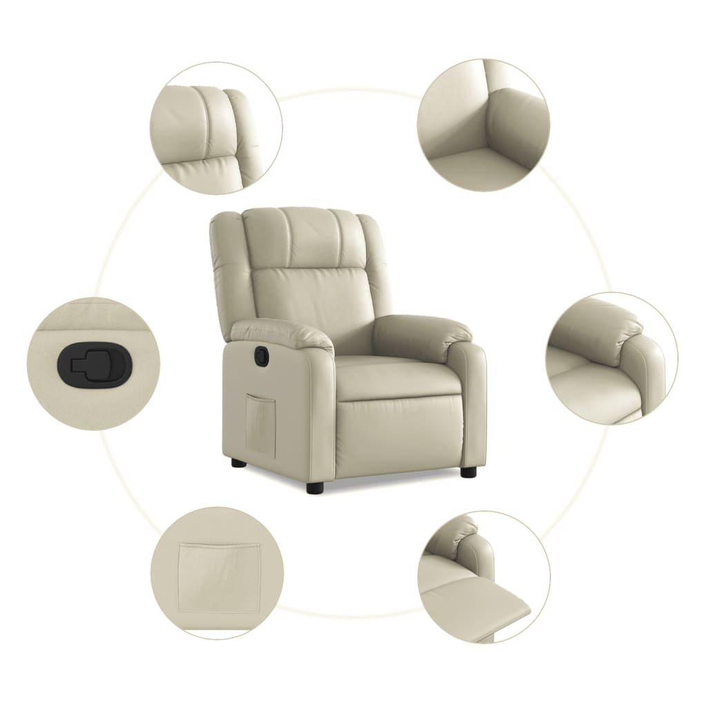 Fauteuil de relaxation simili cuir crème