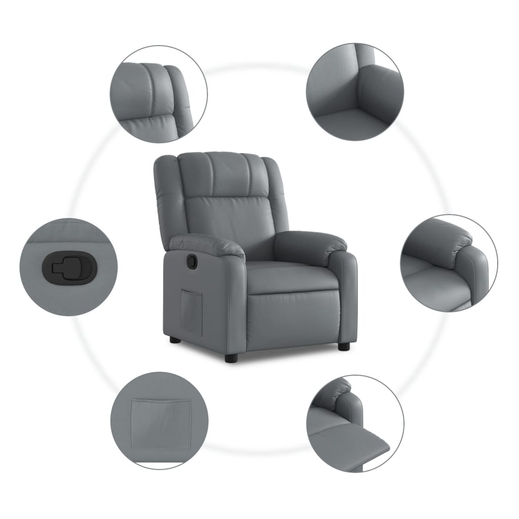 Fauteuil de relaxation simili cuir gris