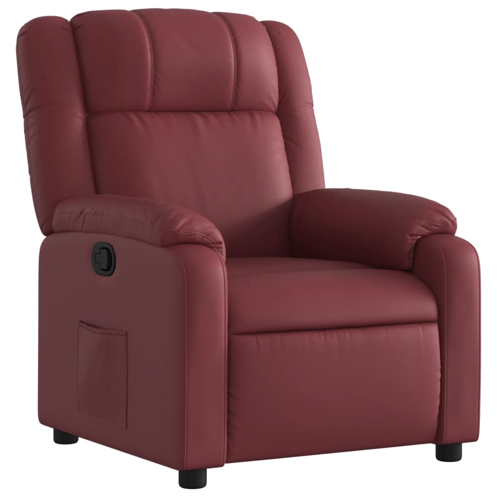 Fauteuil de relaxation simili cuir rouge vin